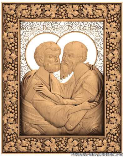 Резная икона Святой Павел и Пётр #2 из дерева